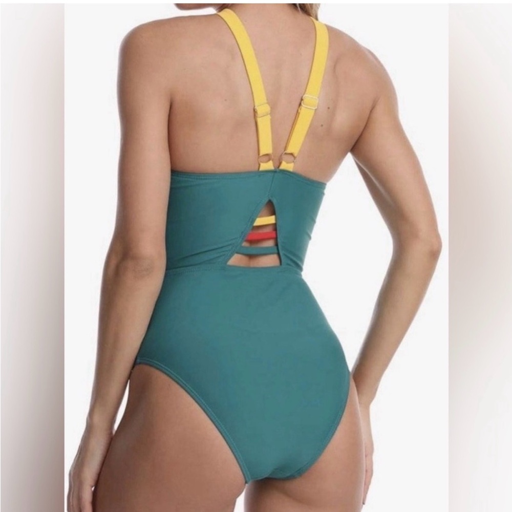 NWT Juicy Couture Duck Green Strappy Maillot one-piece swimsuit‎ Size M